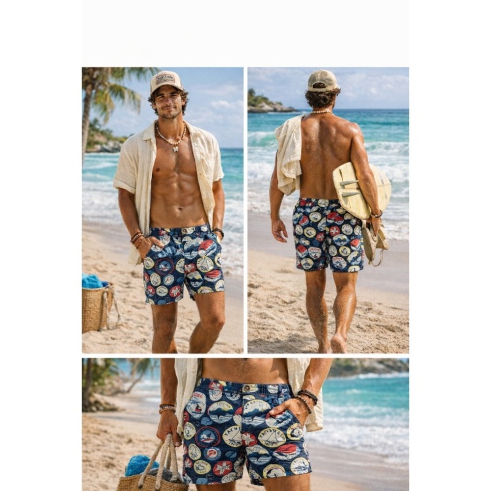 Tailor Vintage Mens Hybrid Shorts Tag‎ 36 Actual 38x9 Surf Travel Cotton Blend